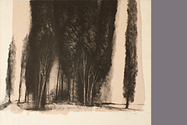 Monotype - Grands cyprès, villa Adrien - Gérard Jan