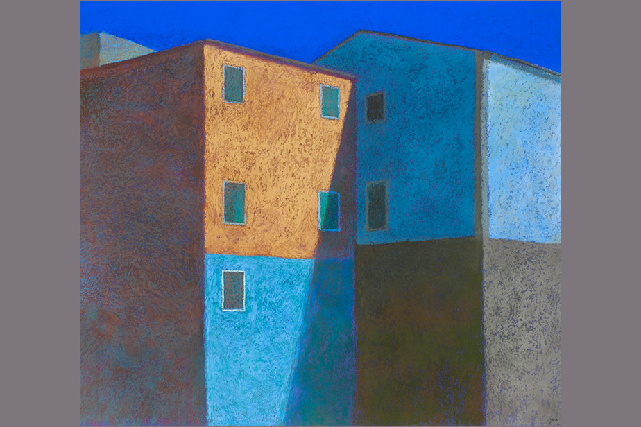 Pastel - Façade jaune et bleue - Gerard Jan