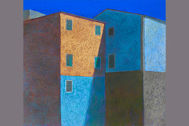 Pastel - Façade jaune et bleue - Gérard Jan