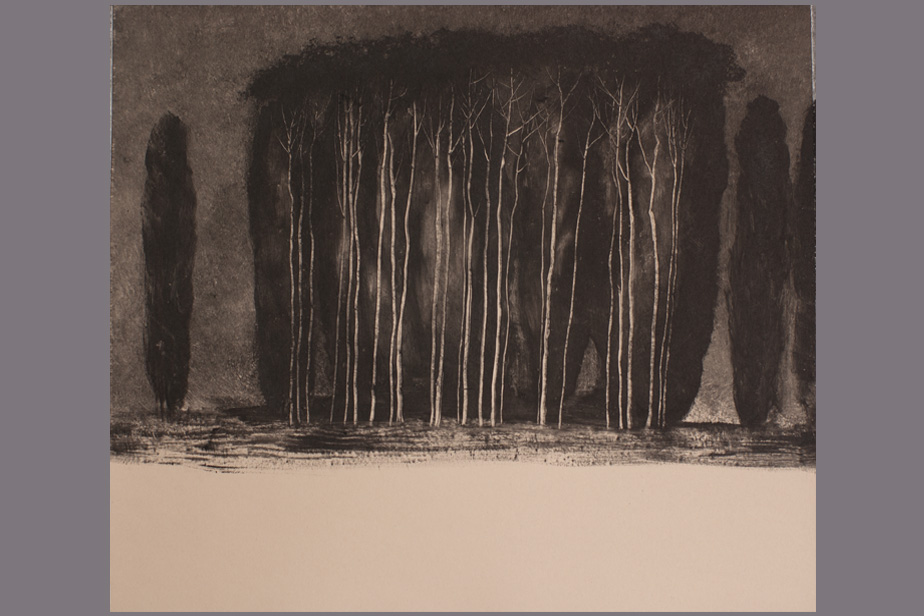 Monotype - Grands pins et cyprés - Gerard Jan