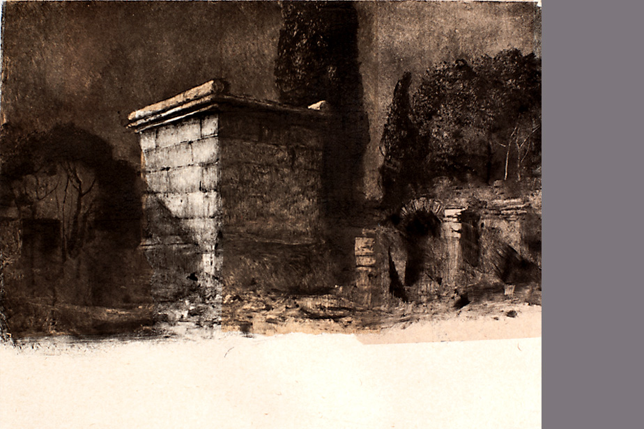 Monotype - Tombeau à Pompei - Gerard Jan