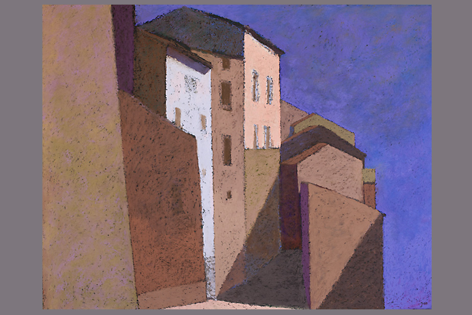 Pastel - Roquebrun, soir - Gerard Jan