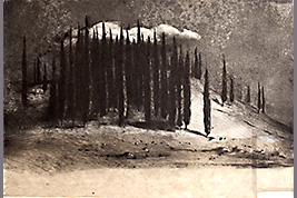 Monotype - Cyprès, nuage, Delphes - Gérard Jan