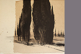 Monotype - Cyprès dans la plaine - Gérard Jan