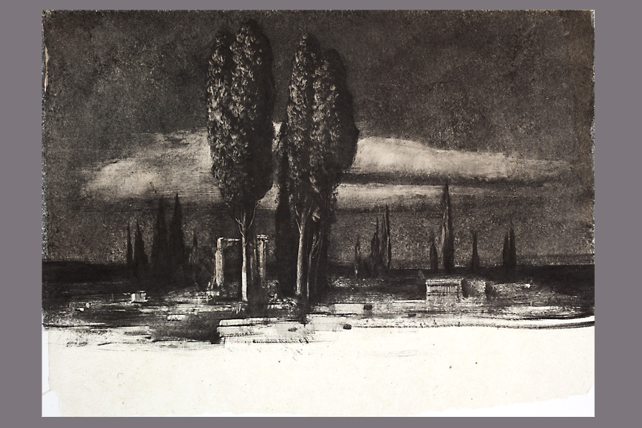 Monotype - Deux ifs, Ostia - Gerard Jan