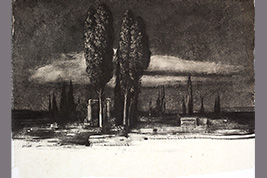 Monotype - Deux ifs, Ostia - Gérard Jan