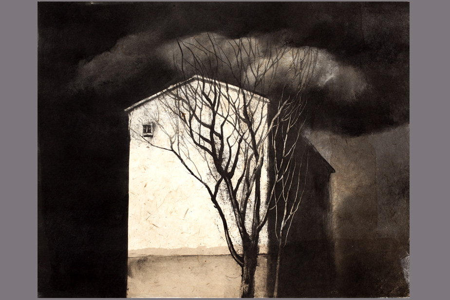 Monotype - Immeuble sous un nuage - Gerard Jan