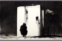 Monotype - Façade et arbre, Narbonne - Gérard Jan