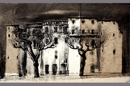 Monotype - Immeubles et arbres, Narbonne - Gérard Jan