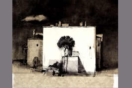 Monotype - Arbuste et façade - Gérard Jan