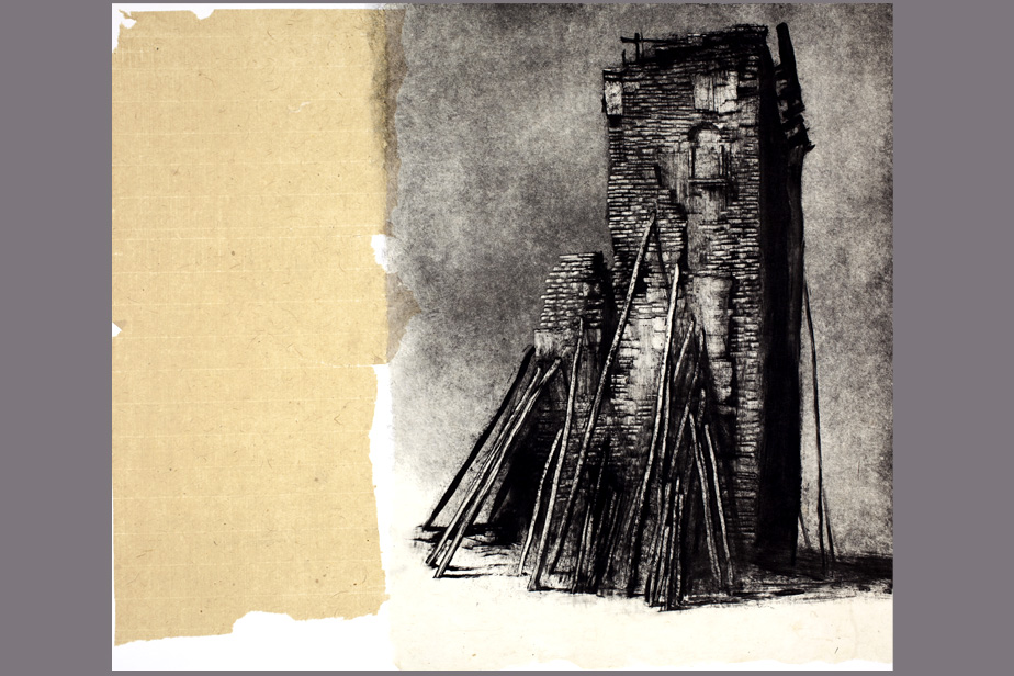 Monotype - La tour, Belchite - Gerard Jan