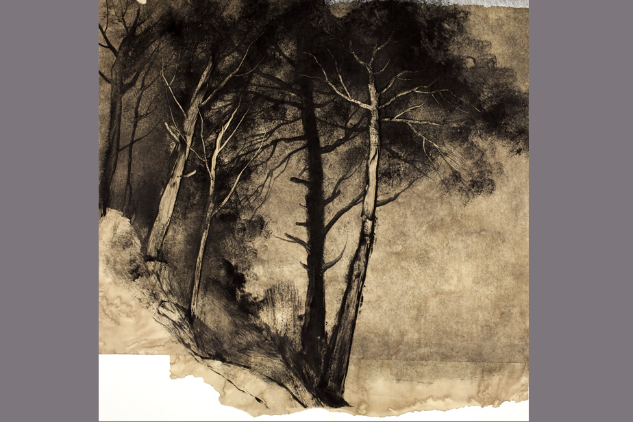 Monotype - Arbres sur le versant - Gerard Jan