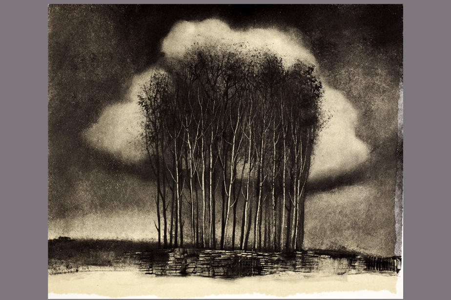 Monotype - Fûtaie et grand nuage - Gerard Jan