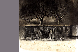 Monotype - Mur et deux arbres - Gérard Jan