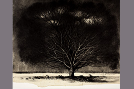 Monotype - Grand arbre et nuages - Gérard Jan