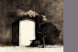 Monotype - Paysage avec arbre et nuages - Gérard Jan