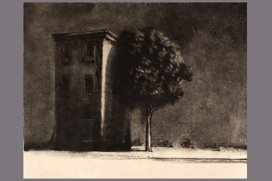 Monotype - Immeuble et arbre à Palerme - Gerard Jan