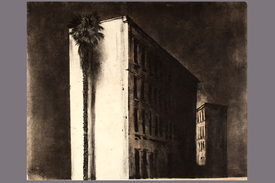 Monotype - Immeuble et palmier à Syracuse - Gerard Jan