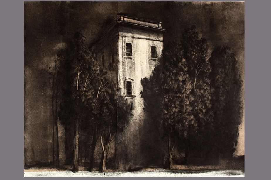 Monotype - Immeuble dans les arbres, Palerme - Gerard Jan