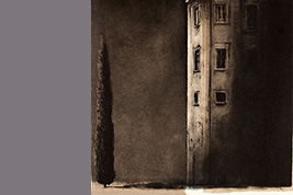 Monotype - Un cyprès et un immeuble à Palerme - Gérard Jan