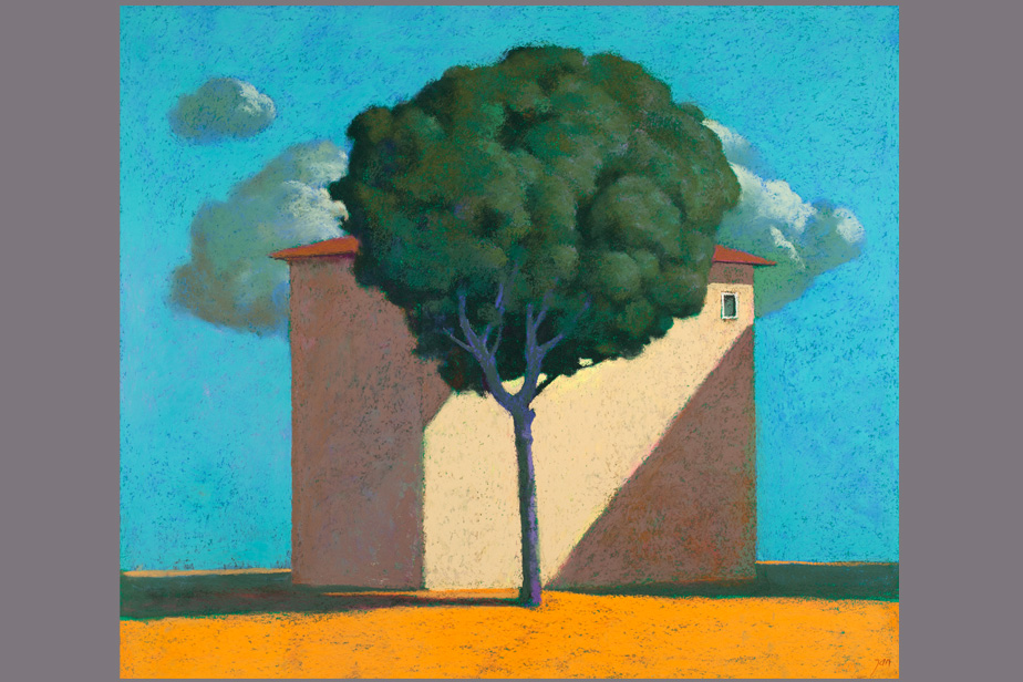 Pastel - Façade et arbre devant un nuage - Gerard Jan