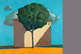 Pastel - Façade et arbre devant un nuage - Gérard Jan