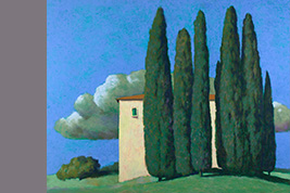 Pastel - Façade et cyprès en Provence - Gérard Jan