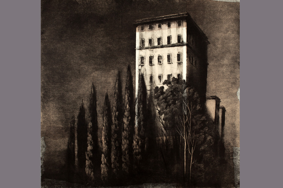 Monotype - Grand immeuble à Rome - Gerard Jan