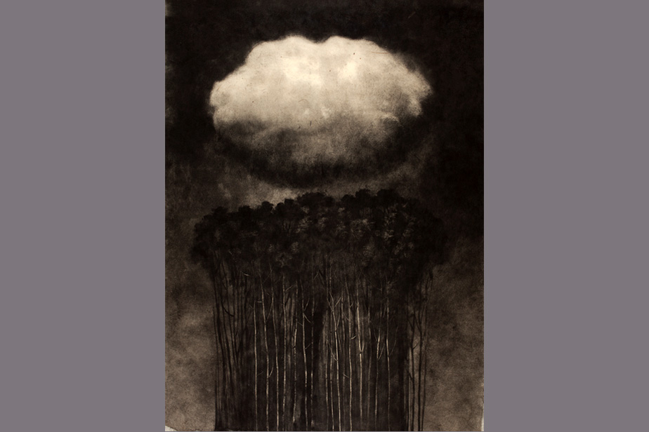 Monotype - Grand nuage et forêt - Gerard Jan