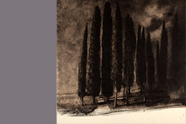 Monotype - Cyprès le soir - Gérard Jan